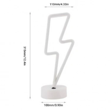 BiiShe® Dekoratif Şimşek Şeklinde Pilli Neon Led Lamba Süs Masa Lambası
