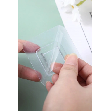 BiiShe® Eşya Sabitleme Askısı 10 Çift Şeffaf Çift Taraflı Yapışkanlı Geçmeli Klips