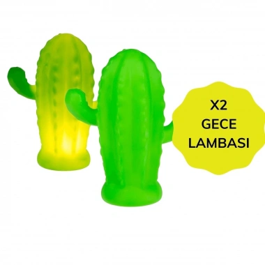 BiiShe® Pilli Silikon Led Işıklı Sevimli Kaktüs Gece Lambası Aydınlatması