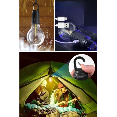 BiiShe® Şarj Olabilen 3 Farklı Mod LEDli Kendiliğinden Asma Kancalı Kamp,Dış Cephe Lambası