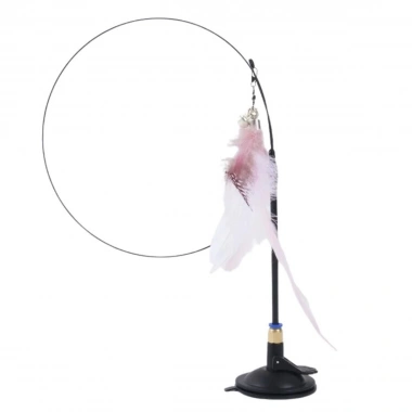 BiiShe® Vantuzlu Tüylü Zilli Olta Kedi Oyuncağı 2 Oltalı