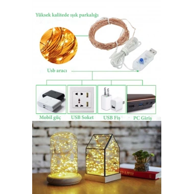 BiiShe® Yılbaşı ve Özel Konsept Dekorasyon 5 Mt USB Bağlantılı Led Işık