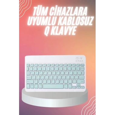 Bluetooh Wıreless Keyboard Siyah Q Klavye İOS Ipad Android Windows Uyumlu