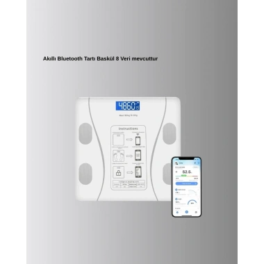 Bluetooth Akıllı Tartı – 8 Fonksiyonlu Dijital Baskül, 180 kg Kapasiteli