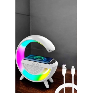 Bluetooth Hoparlör 15W Kablosuz Hızlı Şarj LED Gece Lambası