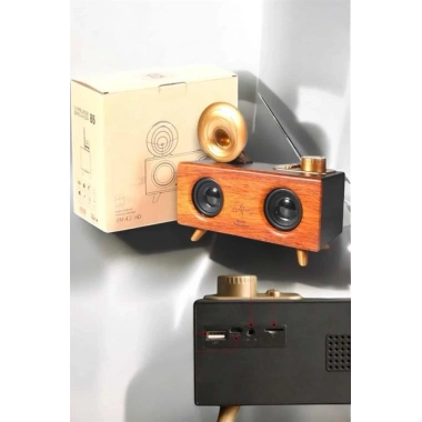 Bluetooth Hoparlör Ahşap Klasik Retro Gramofon Bluetooth Müzik Kutusu