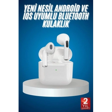 Bluetooth Kulaklık Beyaz Çağrı Cevaplama Dokunmatik Kontrol Kablosuz