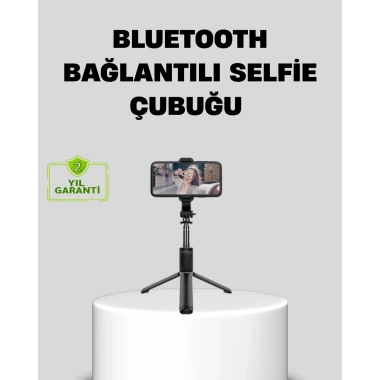 Bluetooth Selfie Çubuğu – 360° Dönebilen Başlık, Kablosuz Bağlantı