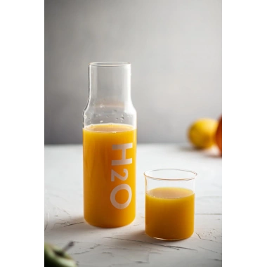 Borosilikat Cam Beyaz Başucu Sürahisi & Cam Sürahi * 600 ml