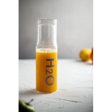 Borosilikat Cam Gri Başucu Sürahisi & Cam Sürahi * 600 ml