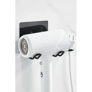 BUFFER® Fön Makine Askısı Siyah Yapışkanlı Fön Makine Tutucu