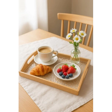 Büyük Bambu Dikdörtgen Servis Tepsisi 30×40 cm