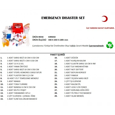 Büyük Boy Acil Afet Seti Deprem Yardım Seti (5468)