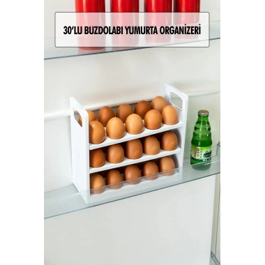 Buzdolabı Rafına Sığabilen 30lu 3 Katlı Yumurtalık Buzdolabı Organizeri
