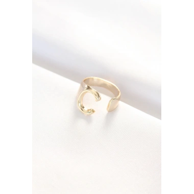 C Harfli Altın Renk Ayarlanabilir Yüzük