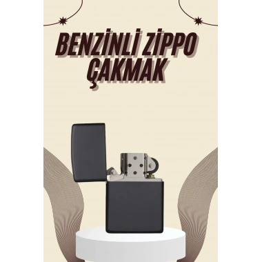 Çakmak Parlak Siyah Zippo Benzinli Çakmak Cep Boy Doldurulabilir