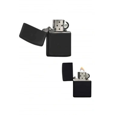 Çakmak Parlak Siyah Zippo Benzinli Çakmak Cep Boy Doldurulabilir