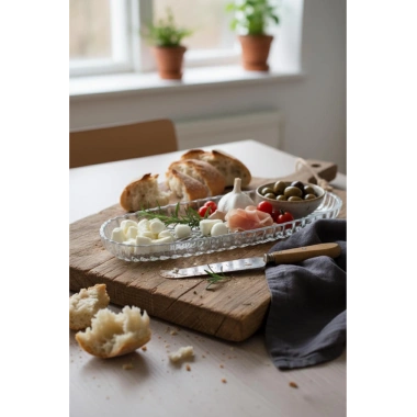 Cam Balık Sırtı Baton Sunum Tabağı 28 cm