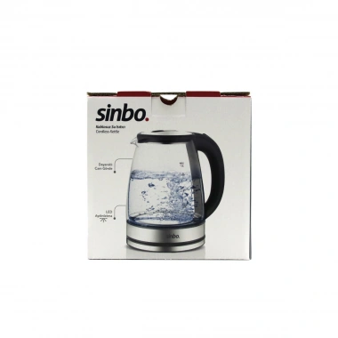 CAM - LEDLİ KETTLE 1.8LT  GİZLİ REZİSTANS - KABLOSUZ 360 DERECE GÖVDE 1500W SK-8033 (5468)
