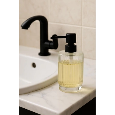 Cam Şeffaf Sıvı Sabunluk 200 ml Banyo Lavabo