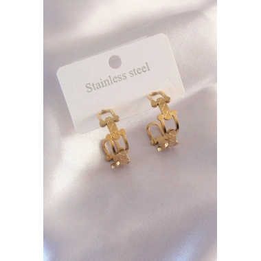 Çelik Gold Renk Tifanny Zincir Model Kadın Küpe