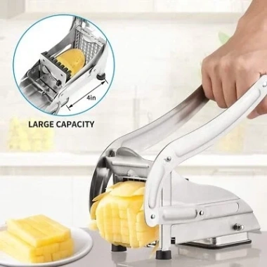 Çelik Patates Dilimleyici - Çok Fonksiyonlu Patates Dilimleyici, Sebze Doğrayıcı &amp; Rendeli Ayarlanabilir Bıçak ile Düzgün Dilimler (5468)