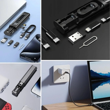 Cep Tipi 60W Bas Aç Type-C,İphone Şarj,Micro USB Hızlı Şarj Data Kablo Seti (5468)