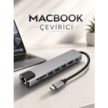 Çevirici Dönüştürücü Adaptör Macbook 3 In 1 Type-C To Hdmı USB 3.0