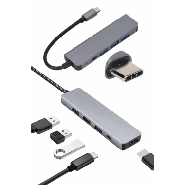 Çevirici Dönüştürücü Adaptör Macbook 3 In 1 Type-C To Hdmı USB 3.0