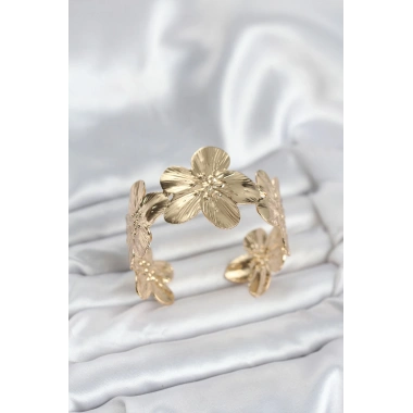 Çiçek Model Pirinç Levha Kadın Bileklik