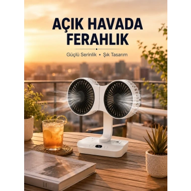 Çift Başlıklı Masa ve Duvara Monte Edilebilir Vantilatör