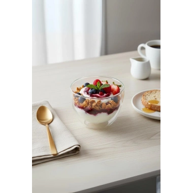 Çift Cidarlı Cam Kase 250 ml 10 cm