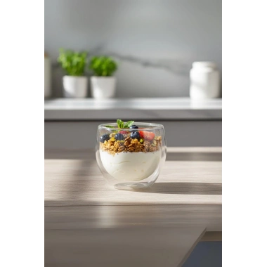 Çift Cidarlı Cam Kase 250 ml 10 cm