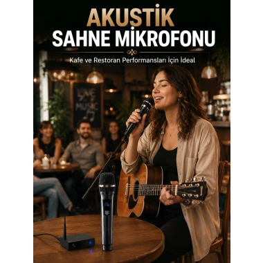 Çift Kablosuz El Mikrofonu Net Ses Kalitesi ve Dijital Gösterge