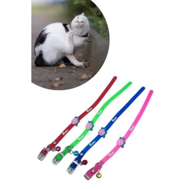 Çıngıraklı Zilli Sevimli Renkli Slikon Kedi Köpek Boyun Tasması (5468)