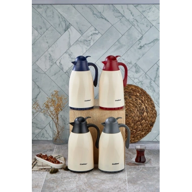 CKR-2075 1.3LT RENKLİ CAM HAZNELİ RETRO PLASTİK TERMOS (5468)