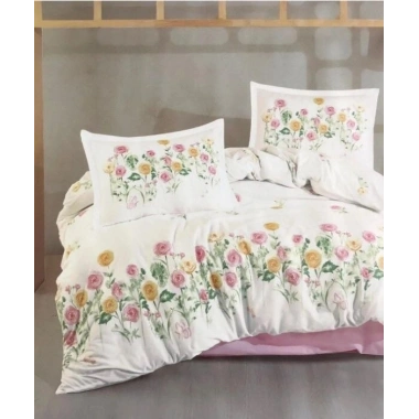 Clasy Ranforce Nevresim Takımı Çift Kişilik Roselin V1 Pembe