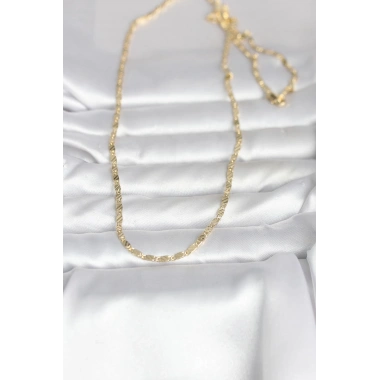 CM 14K Gold Renk Çizgi Lazer Model 60 cm Kadın Kolye