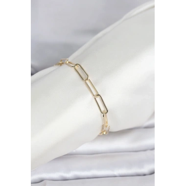 CM 14K Gold Renk Kalın Ataç Zincir Model Kadın Bileklik