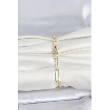 CM 14K Gold Renk Kalın Ataç Zincir Model Kadın Bileklik