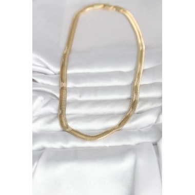 CM 14K Gold Renk Kalın Yassı Yılan Zincir Model 45 cm Kadın Kolye