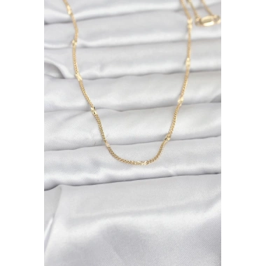 CM 14K Gold Renk Lazer Puntalı Model 60 cm Kadın Kolye