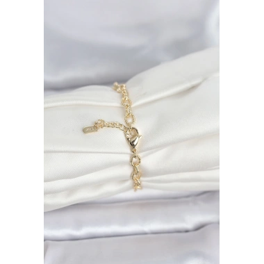 CM 14K Gold Renk Lazerli Halka Model Kadın Bileklik