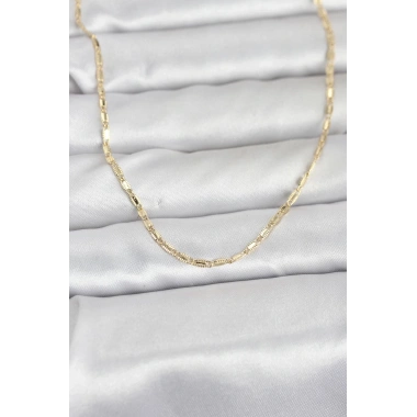 CM 14K Gold Renk Lazerli Zincir Model 60 cm Kadın Kolye
