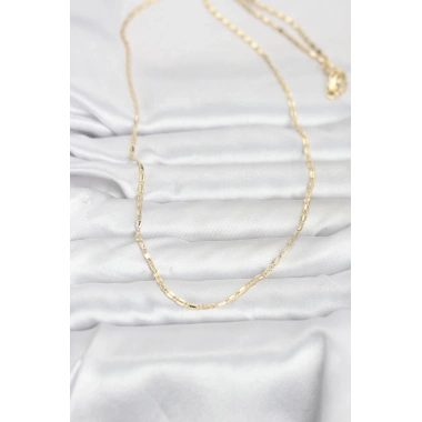 CM 14K Gold Renk Lazerli Zincir Model 60 cm Kadın Kolye