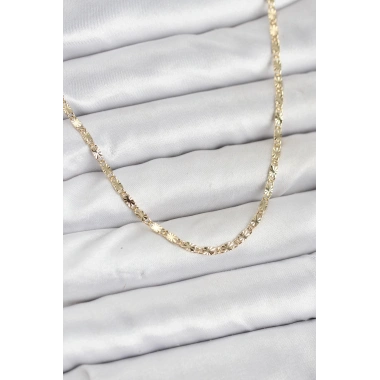 CM 14K Gold Renk Lazerli Zincir Model Kadın Kolye