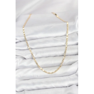 CM 14K Gold Renk Lazerli Zincir Model Kadın Kolye