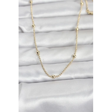 CM 14K Gold Renk Top Zincir 60 cm Kadın Kolye