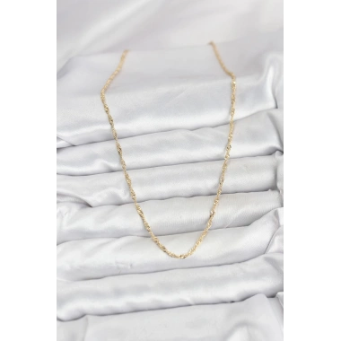 CM 14K Gold Renk Yassı Burgulu Model Kadın Kolye
