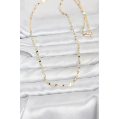 CM 14K Gold Renk Yassı Gemici Zincir Model 60 cm Kadın Kolye
